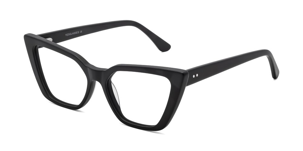 Matte Black Retro Vintage Acetate Cat Eye Reading Glasses Bowtie 2509