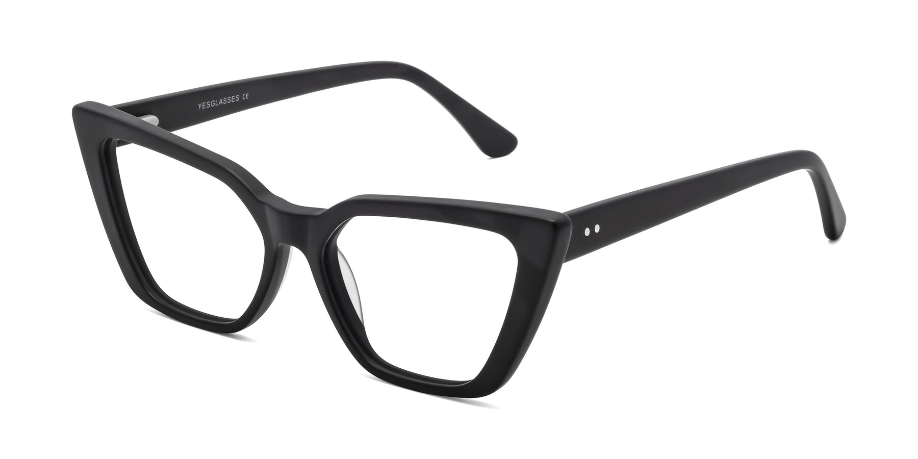 Angle of Bowtie in Matte Black with Clear Blue Light Blocking Lenses
