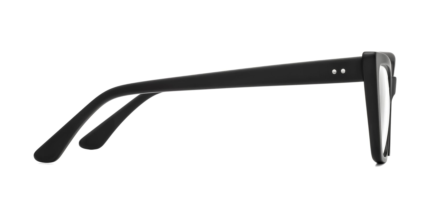 Side of Bowtie in Matte Black with Clear Eyeglass Lenses