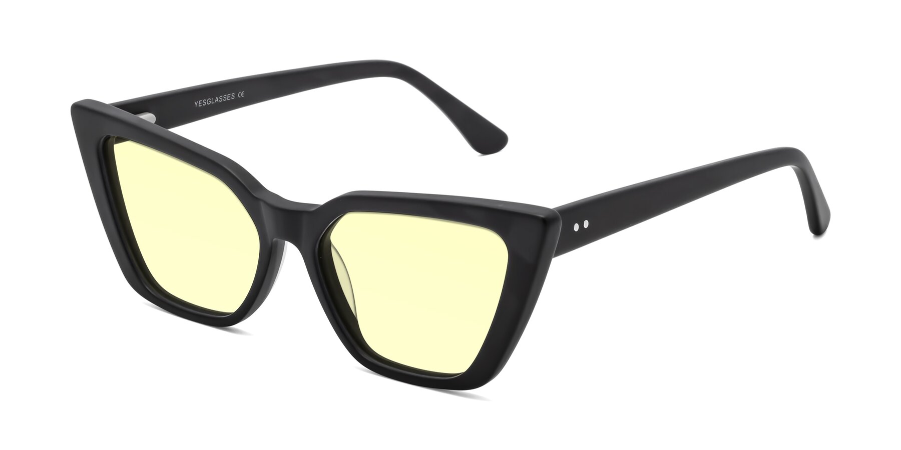 Angle of Bowtie in Matte Black with Light Yellow Tinted Lenses