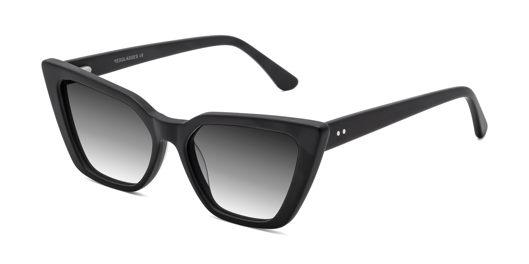 Angle of Bowtie in Matte Black with Gray Gradient Lenses