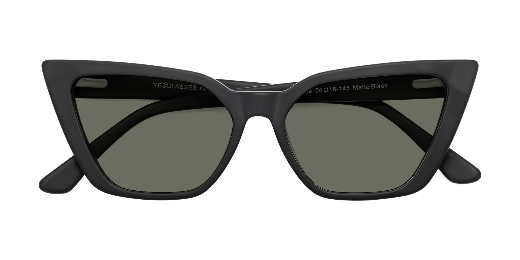 Folded Front of Bowtie in Matte Black with Gray Polarized Lenses