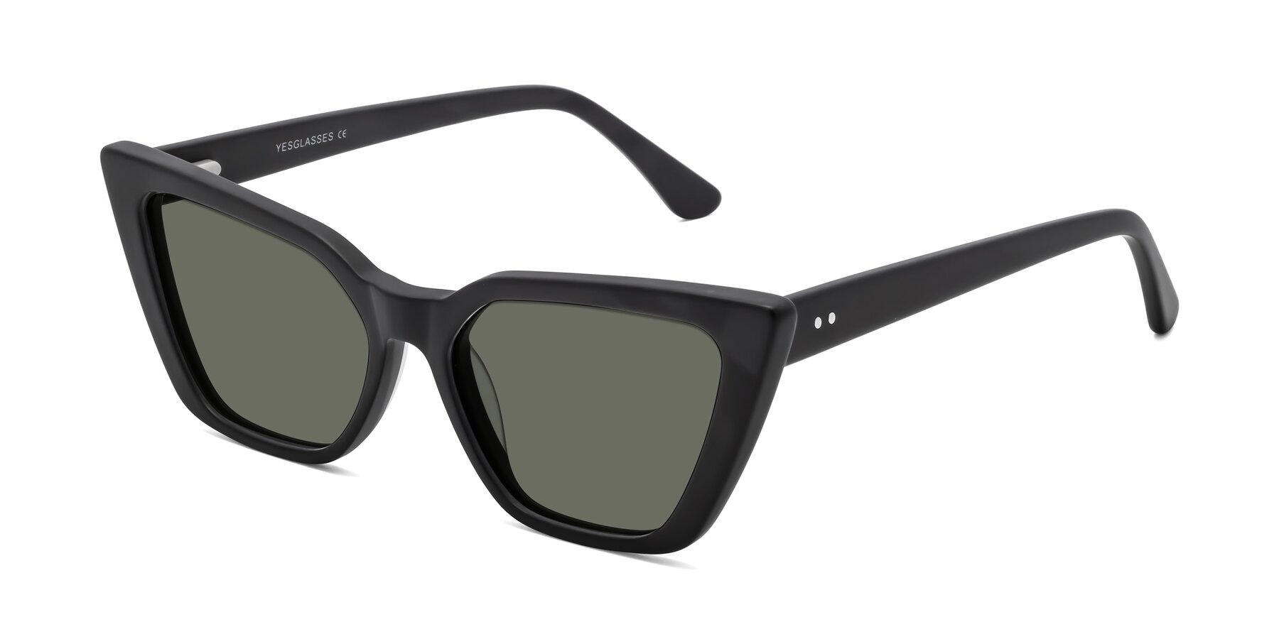 Angle of Bowtie in Matte Black with Gray Polarized Lenses