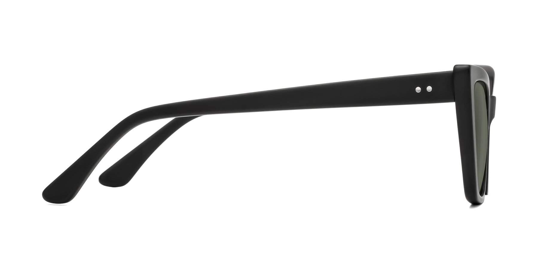 Side of Bowtie in Matte Black with Gray Polarized Lenses