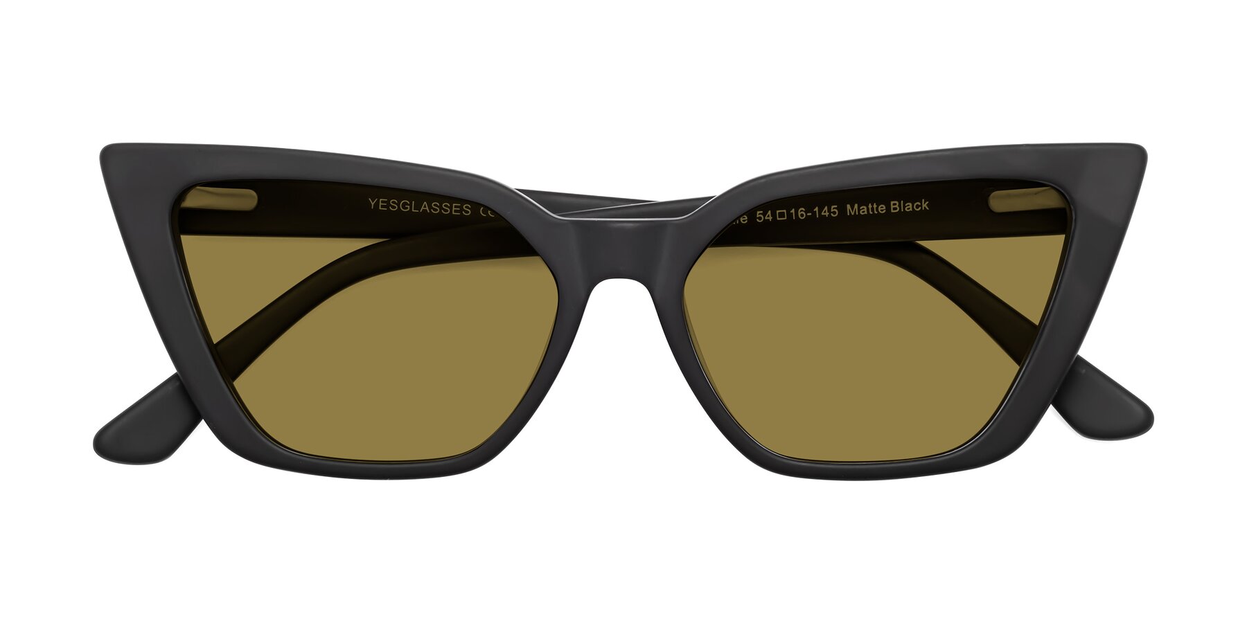 Folded Front of Bowtie in Matte Black with Brown Polarized Lenses