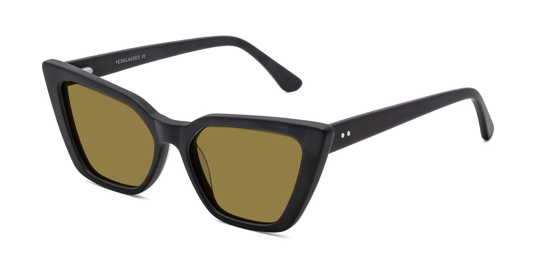 Angle of Bowtie in Matte Black with Brown Polarized Lenses