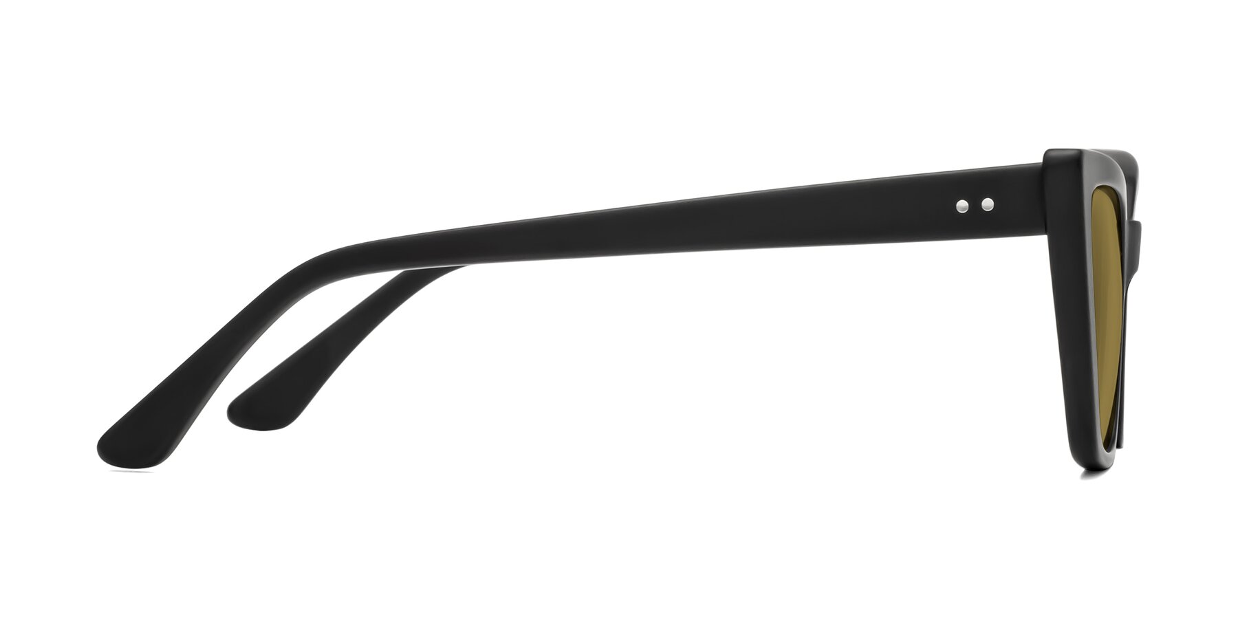 Side of Bowtie in Matte Black with Brown Polarized Lenses