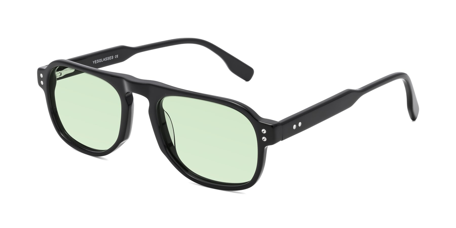 Angle of Pamban in Black with Light Green Tinted Lenses
