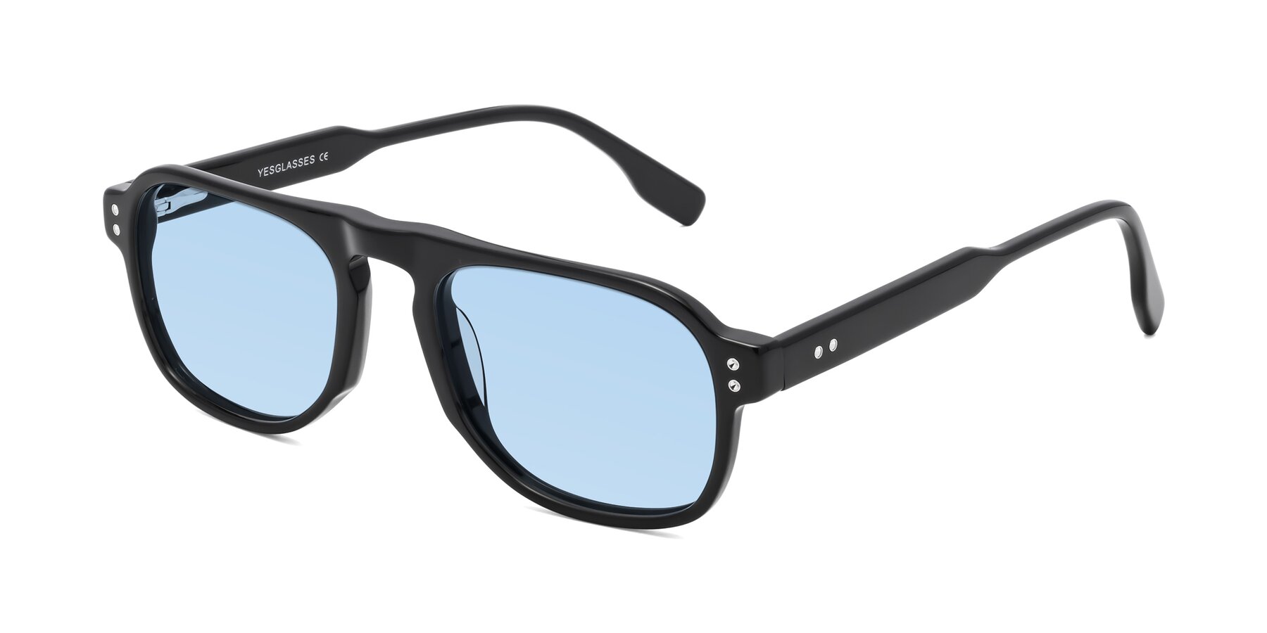 Angle of Pamban in Black with Light Blue Tinted Lenses