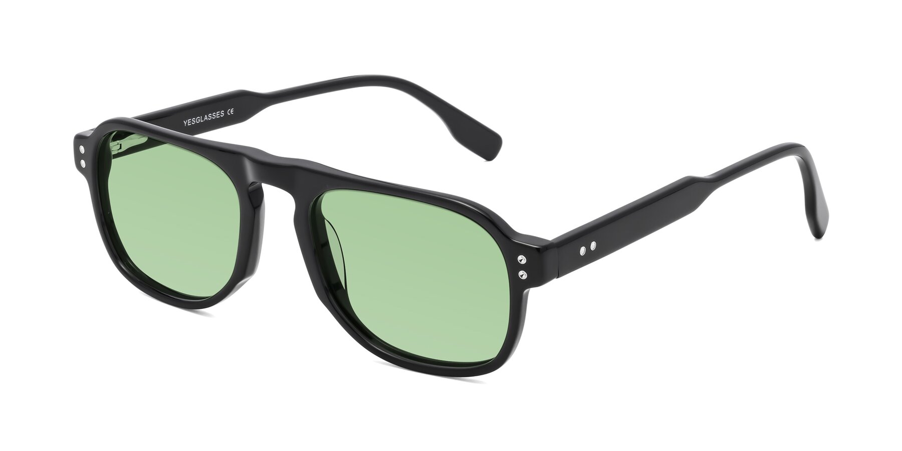 Angle of Pamban in Black with Medium Green Tinted Lenses