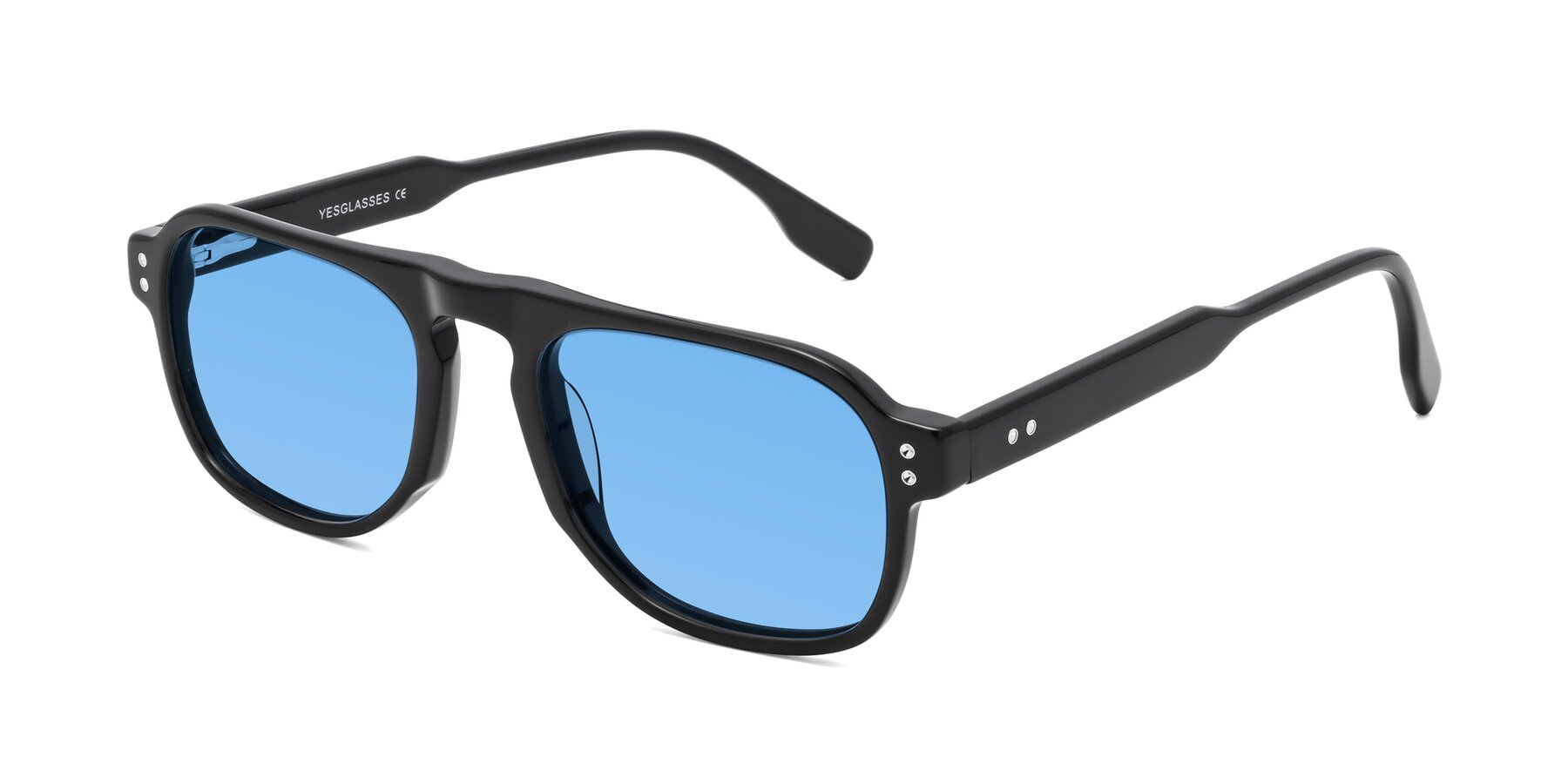 Angle of Pamban in Black with Medium Blue Tinted Lenses