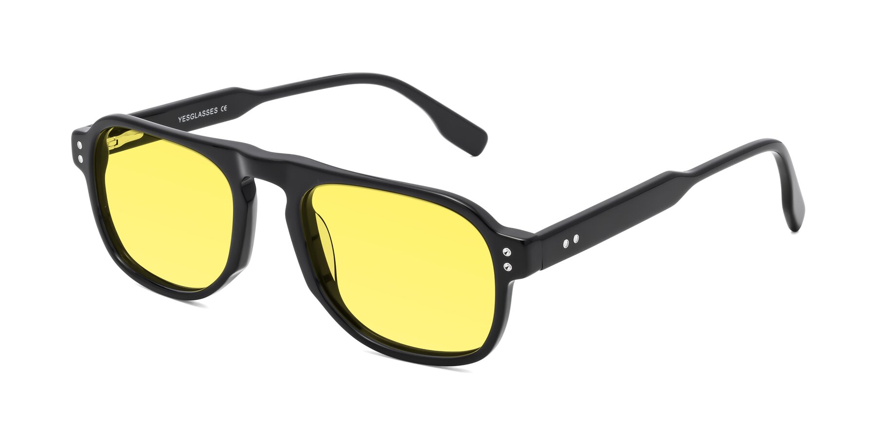 Angle of Pamban in Black with Medium Yellow Tinted Lenses