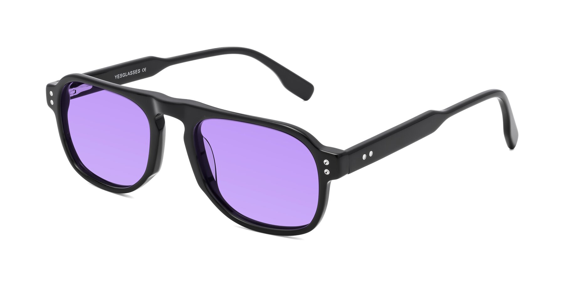 Angle of Pamban in Black with Medium Purple Tinted Lenses