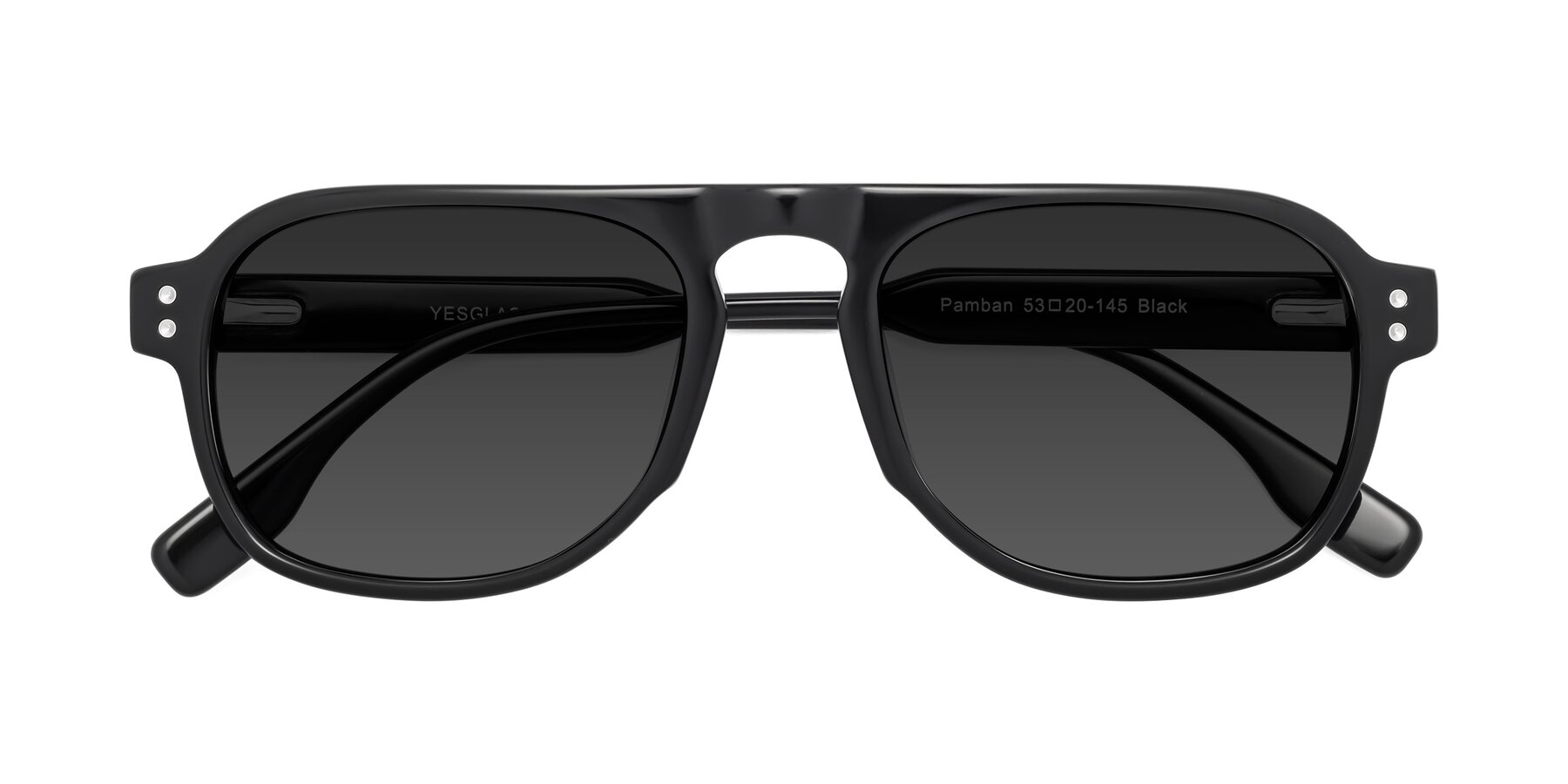 Folded Front of Pamban in Black with Gray Tinted Lenses