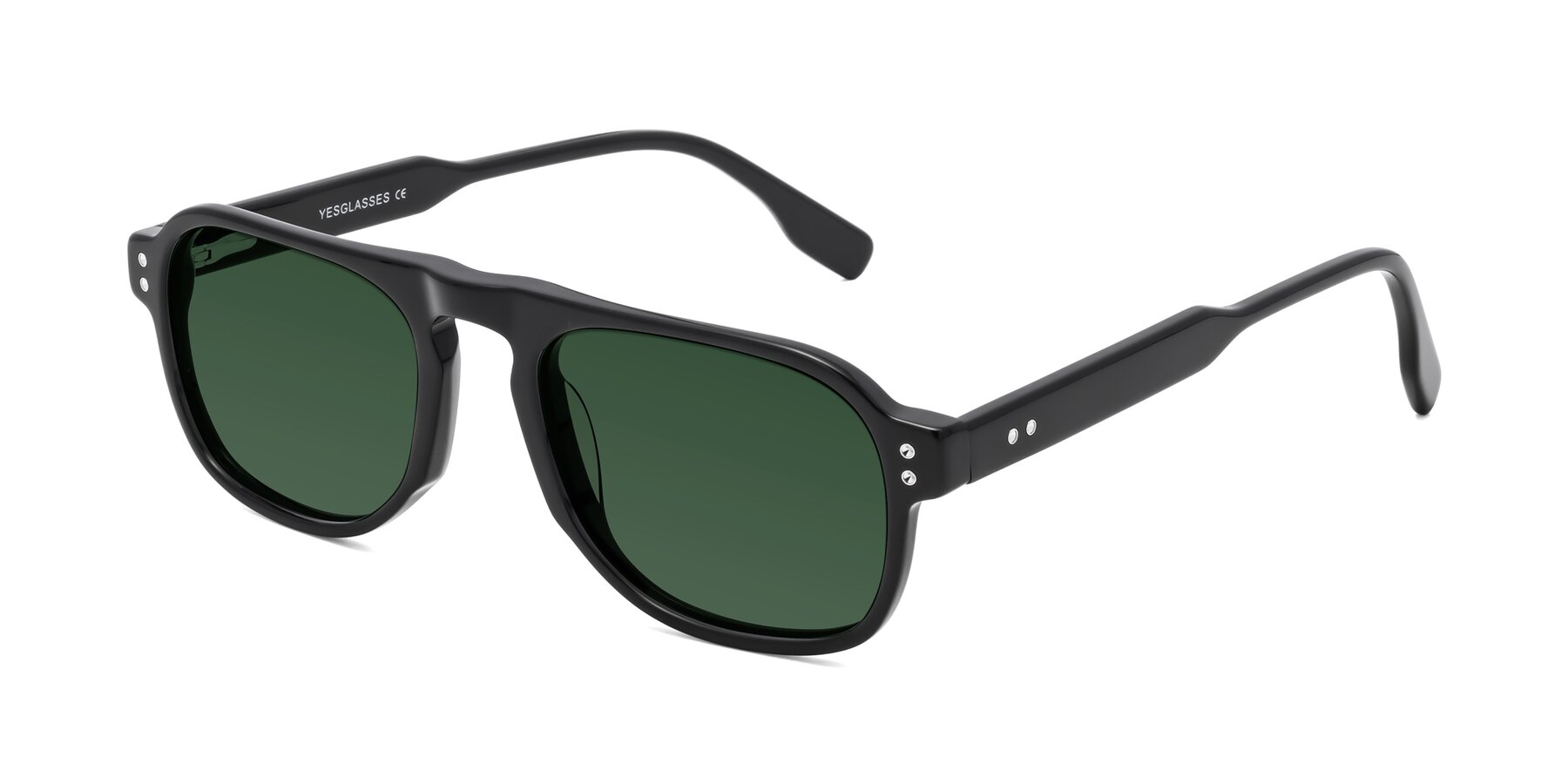 Angle of Pamban in Black with Green Tinted Lenses