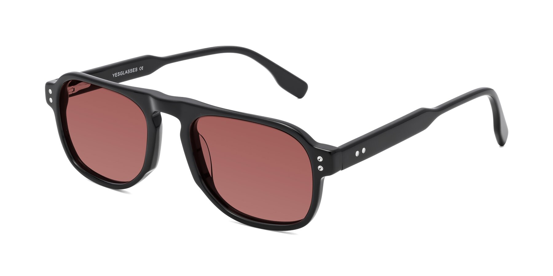 Angle of Pamban in Black with Garnet Tinted Lenses