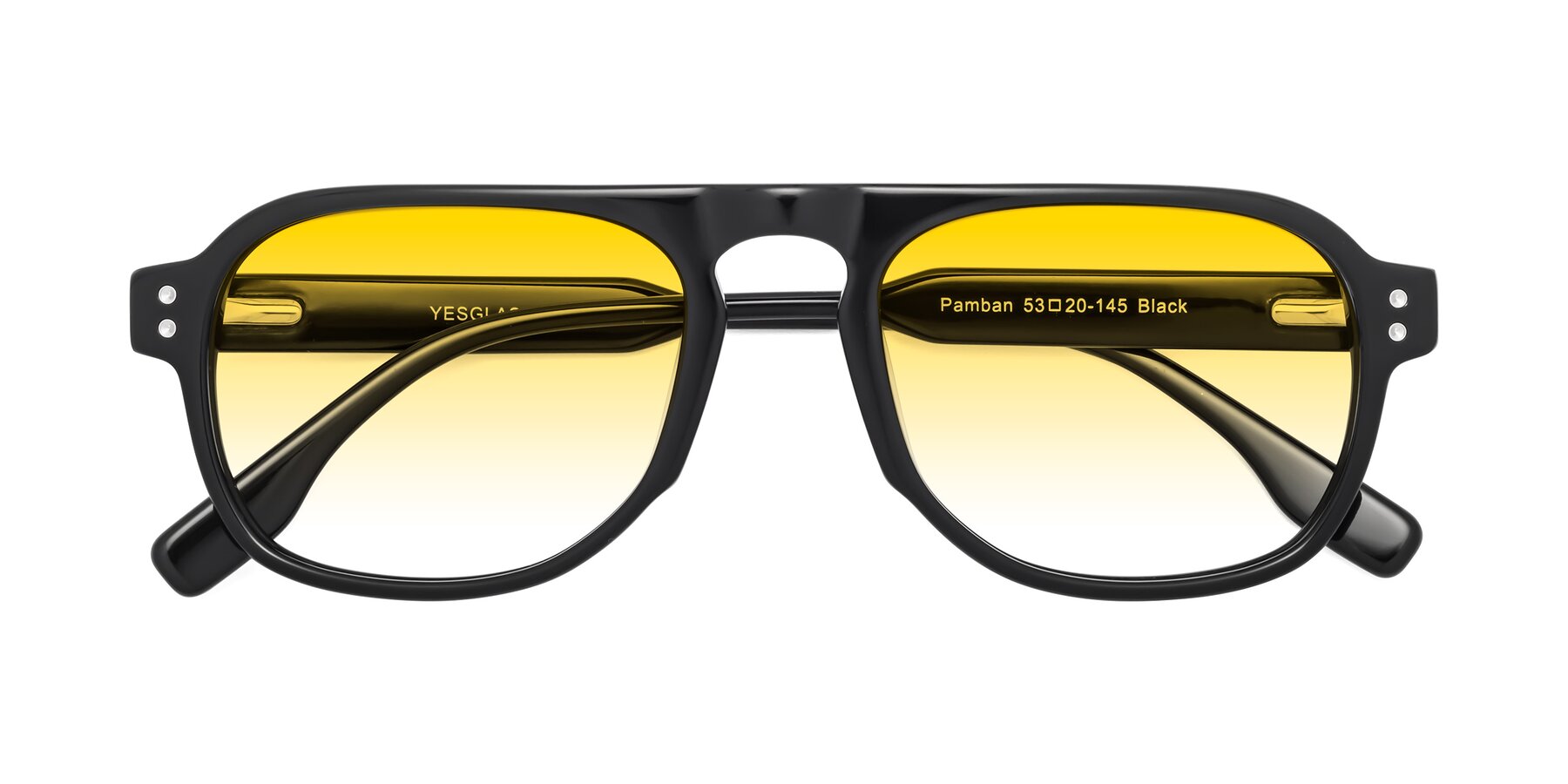 Folded Front of Pamban in Black with Yellow Gradient Lenses