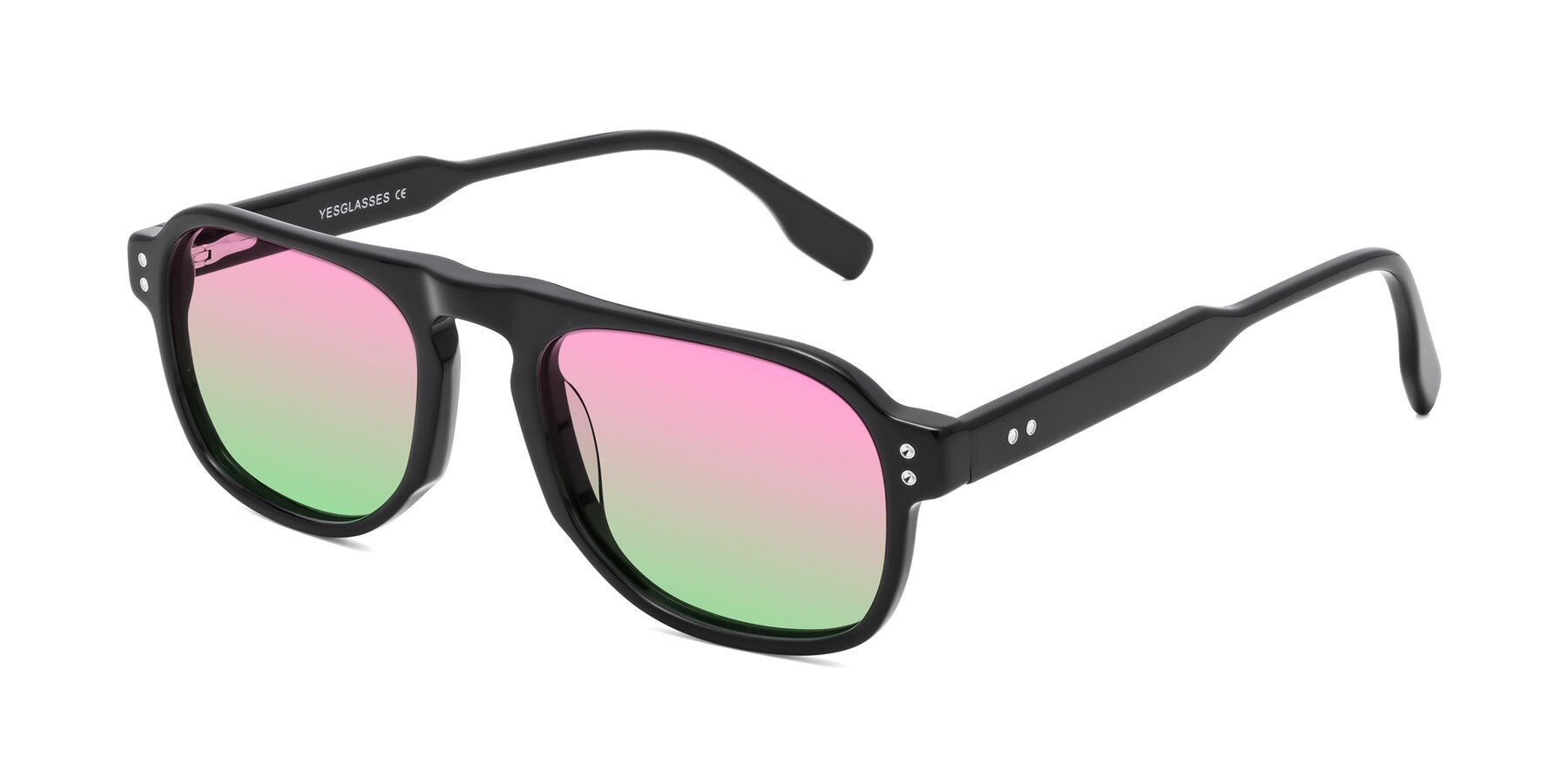 Angle of Pamban in Black with Pink / Green Gradient Lenses