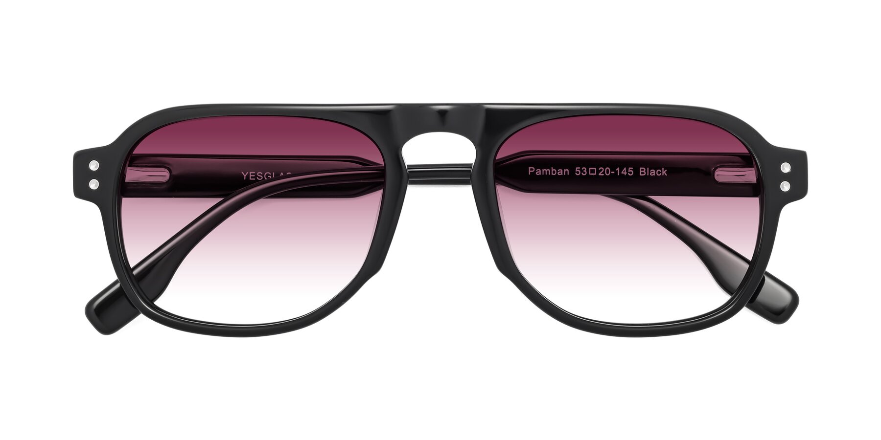 Folded Front of Pamban in Black with Wine Gradient Lenses