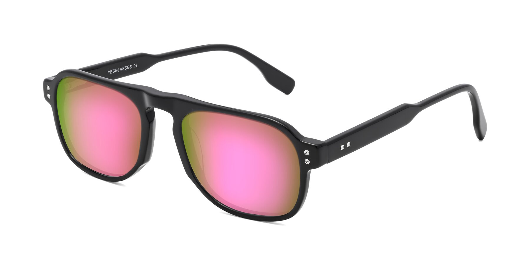 Angle of Pamban in Black with Pink Mirrored Lenses