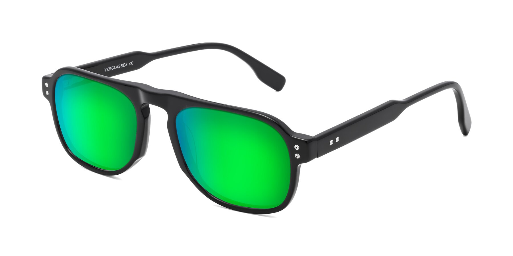 Angle of Pamban in Black with Green Mirrored Lenses