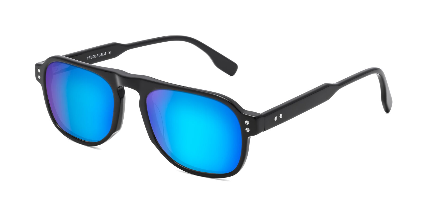 Angle of Pamban in Black with Blue Mirrored Lenses