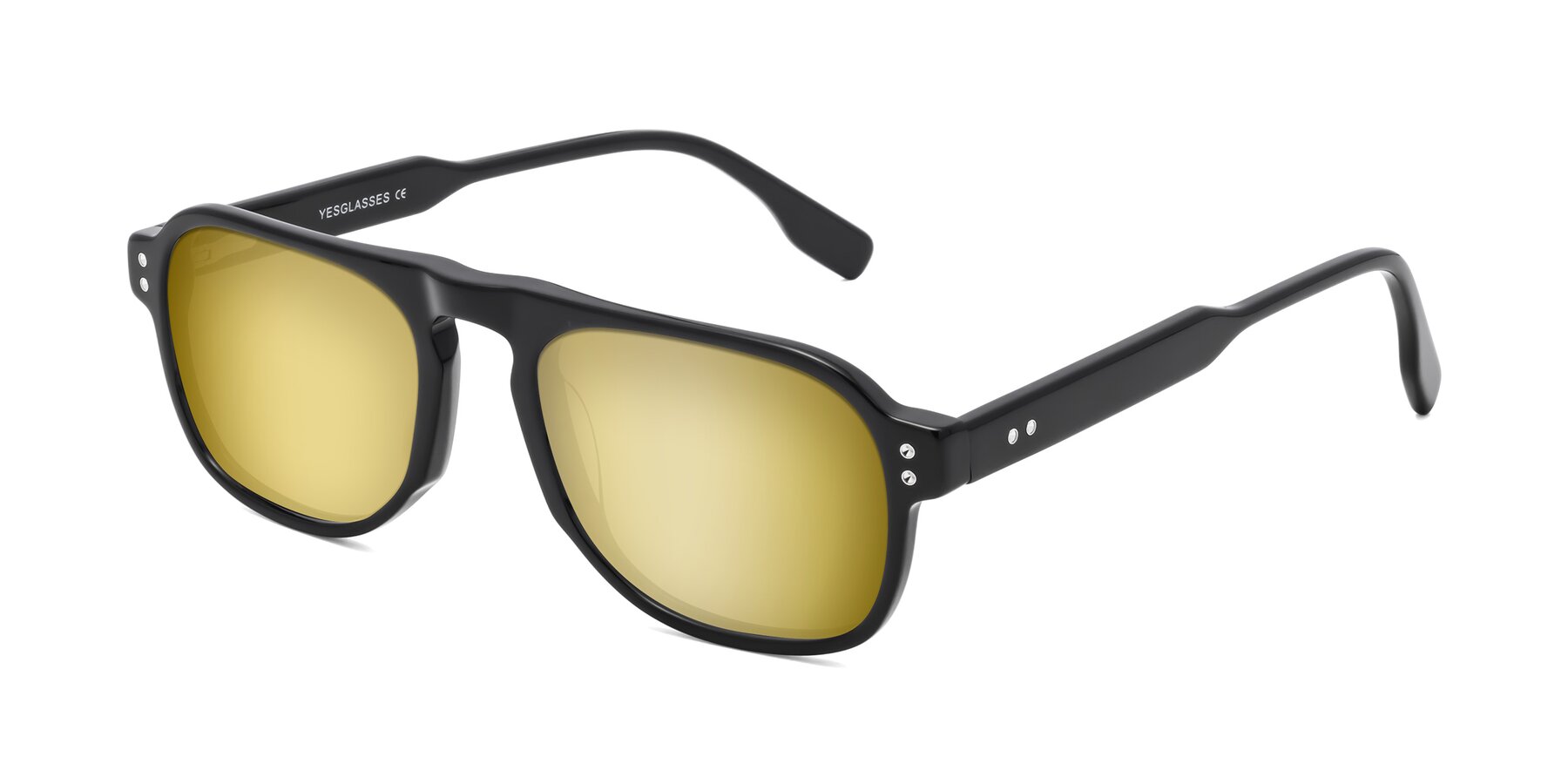 Angle of Pamban in Black with Gold Mirrored Lenses