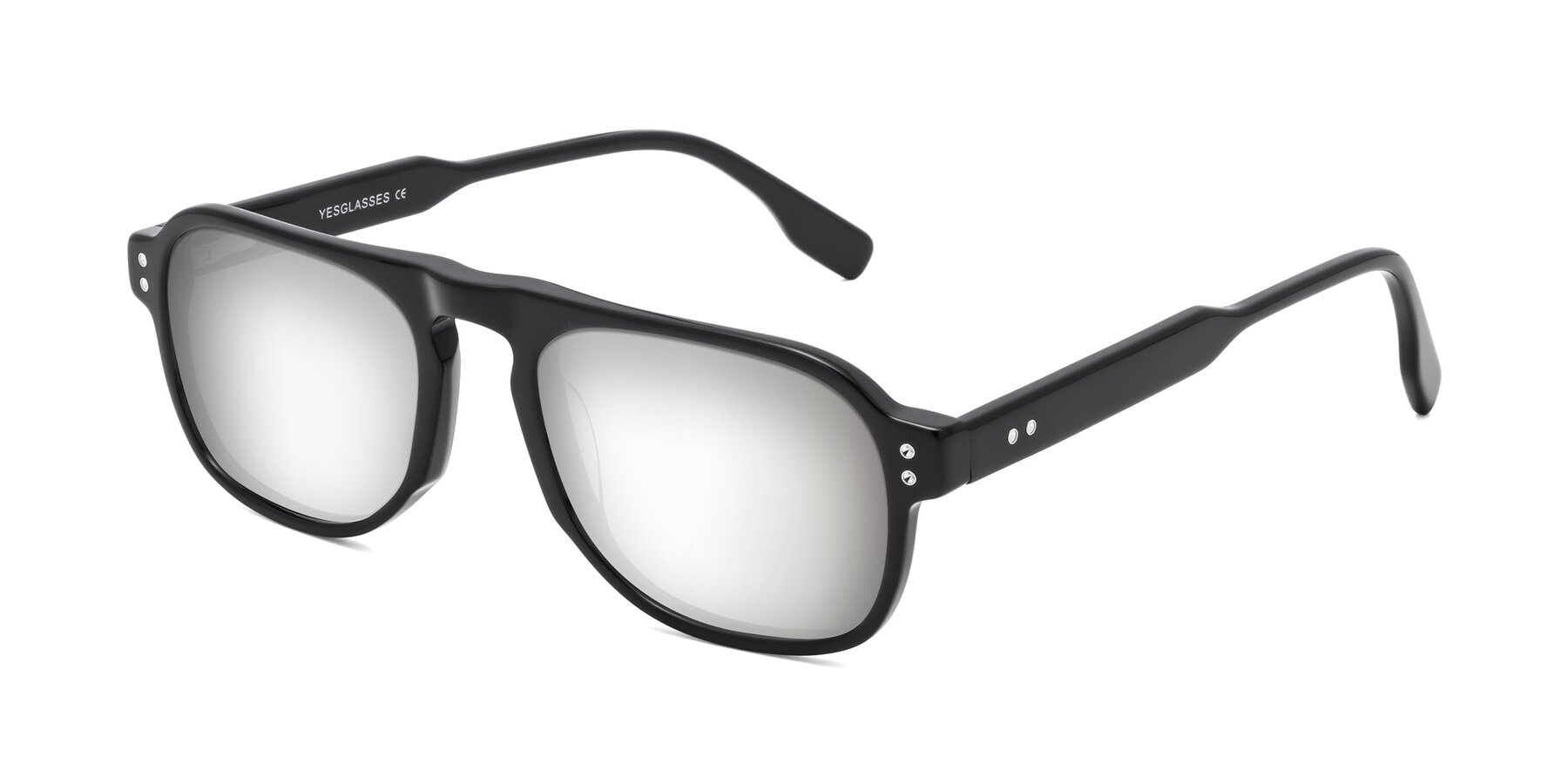 Angle of Pamban in Black with Silver Mirrored Lenses