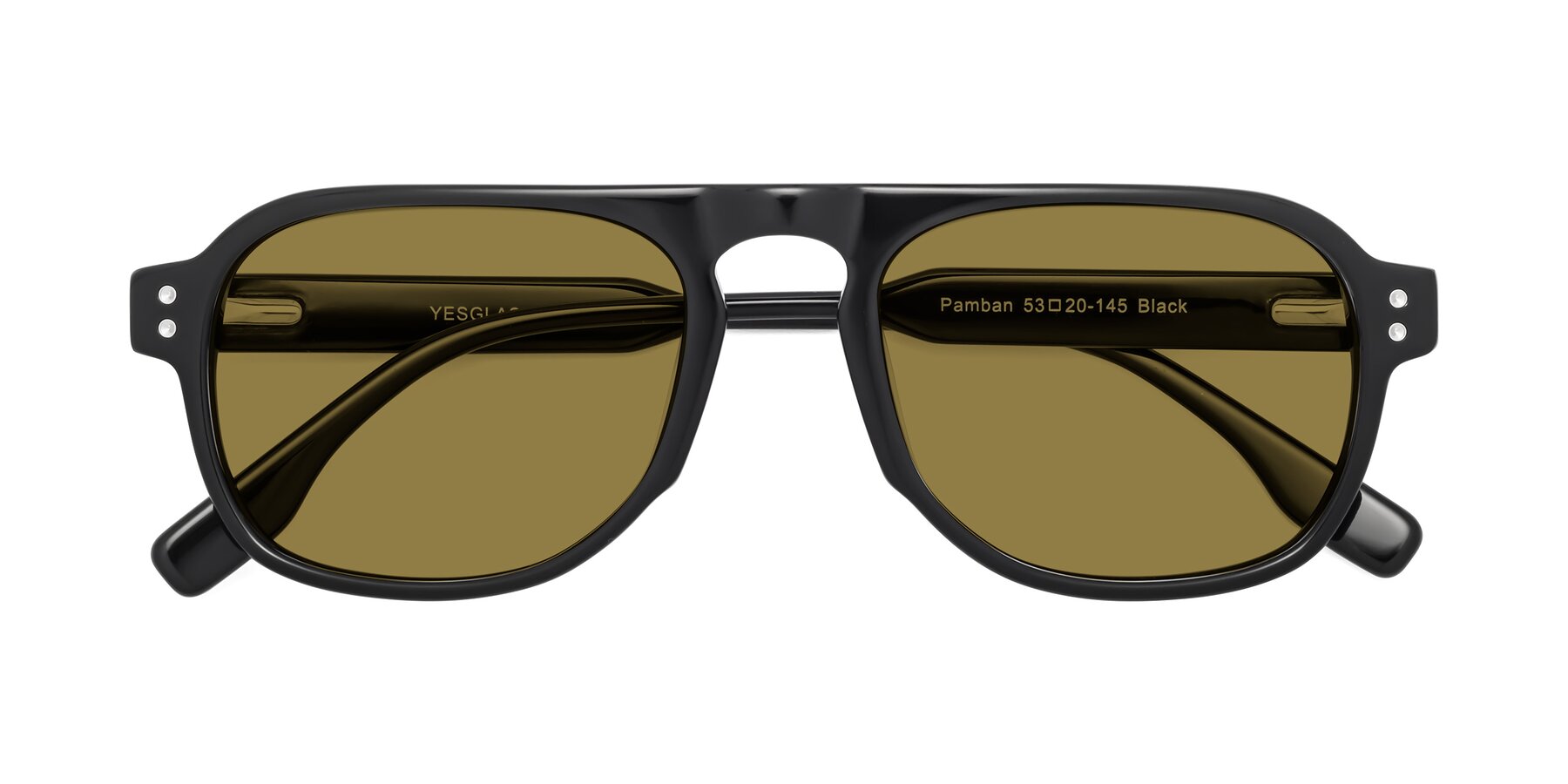Folded Front of Pamban in Black with Brown Polarized Lenses