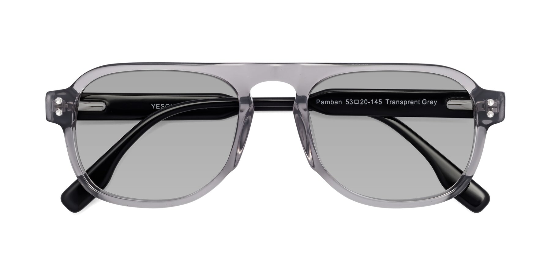 Folded Front of Pamban in Transprent Gray with Light Gray Tinted Lenses