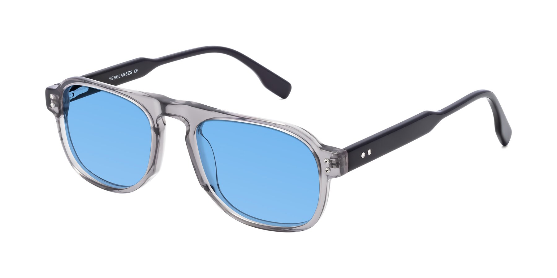 Angle of Pamban in Transprent Gray with Medium Blue Tinted Lenses