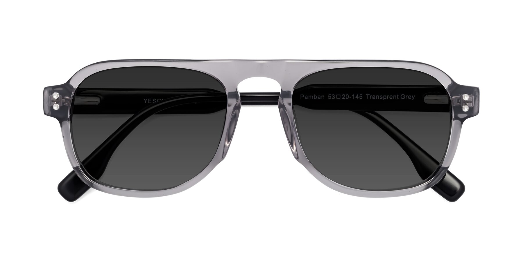 Folded Front of Pamban in Transprent Gray with Gray Tinted Lenses