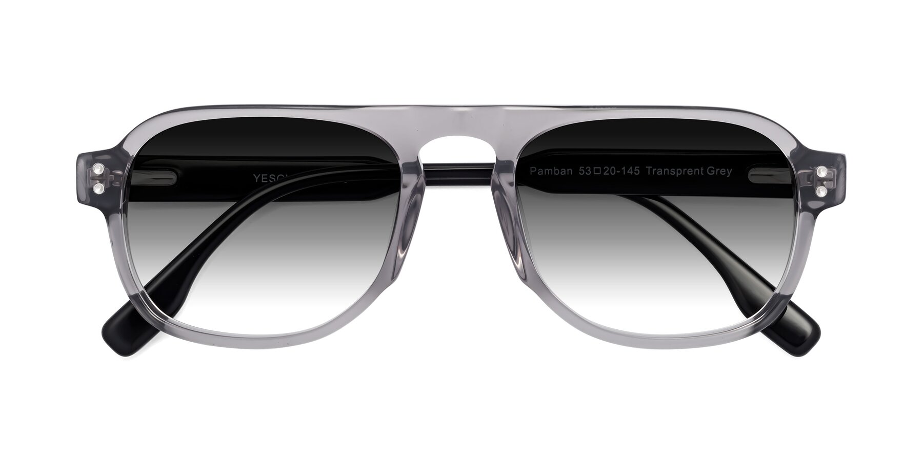 Folded Front of Pamban in Transprent Gray with Gray Gradient Lenses