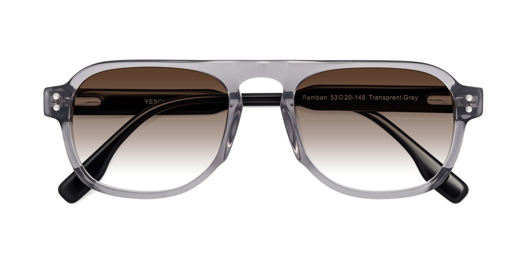 Folded Front of Pamban in Transprent Gray with Brown Gradient Lenses