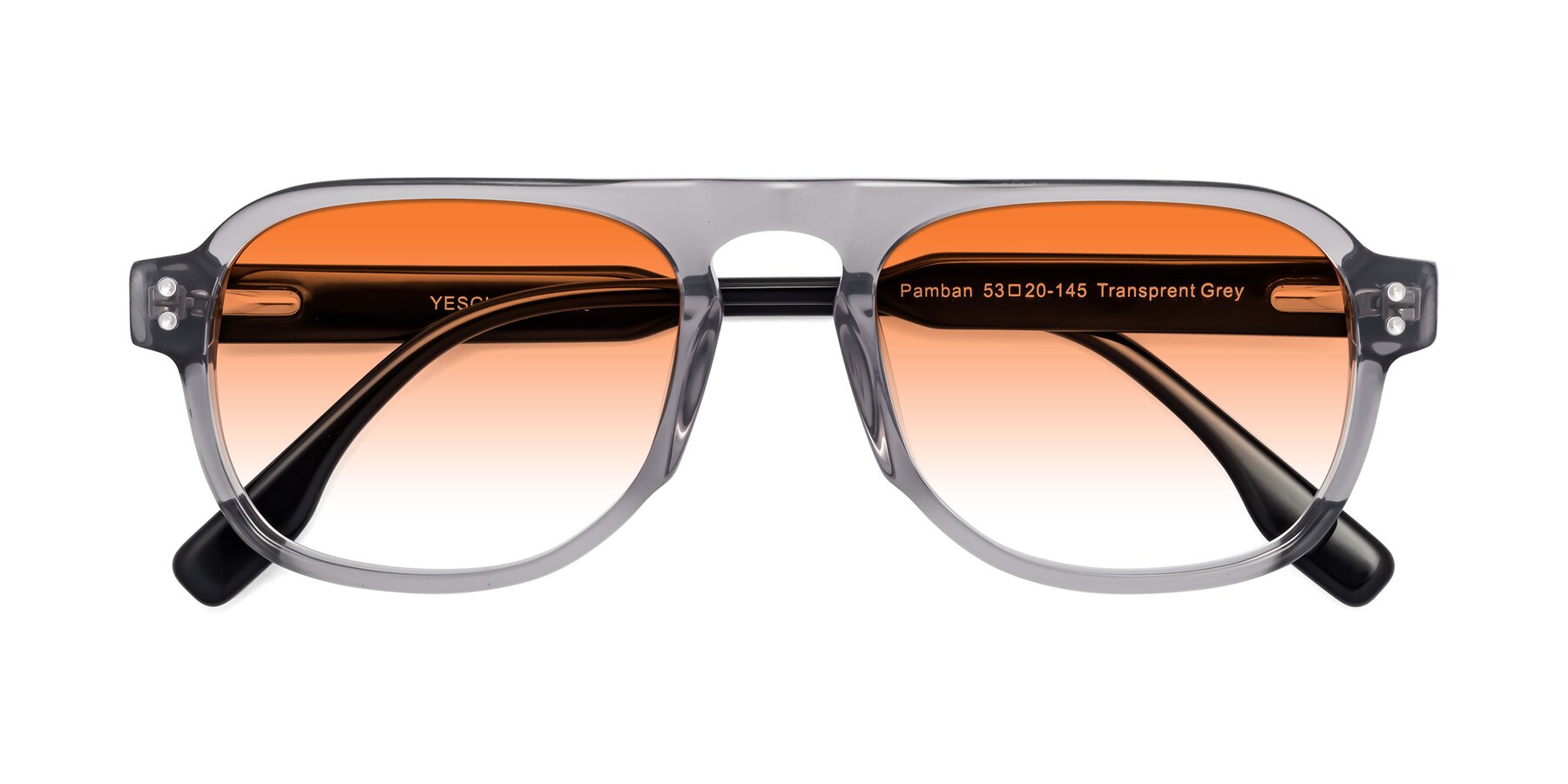 Folded Front of Pamban in Transprent Gray with Orange Gradient Lenses