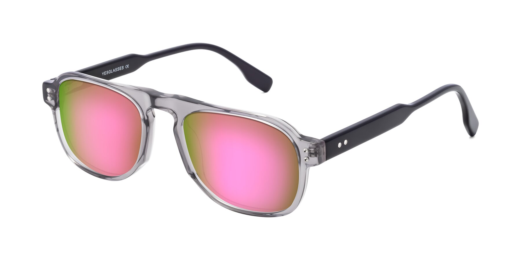 Angle of Pamban in Transprent Gray with Pink Mirrored Lenses