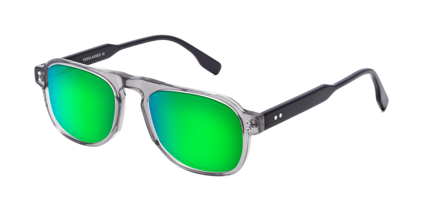 Angle of Pamban in Transprent Gray with Green Mirrored Lenses