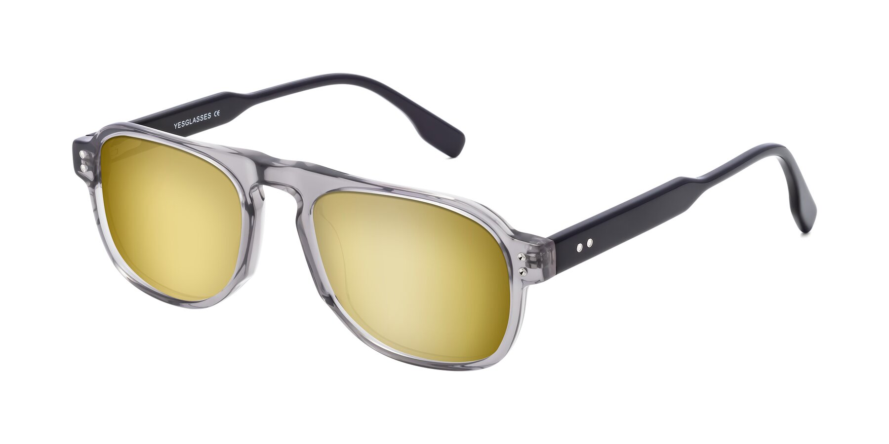 Angle of Pamban in Transprent Gray with Gold Mirrored Lenses