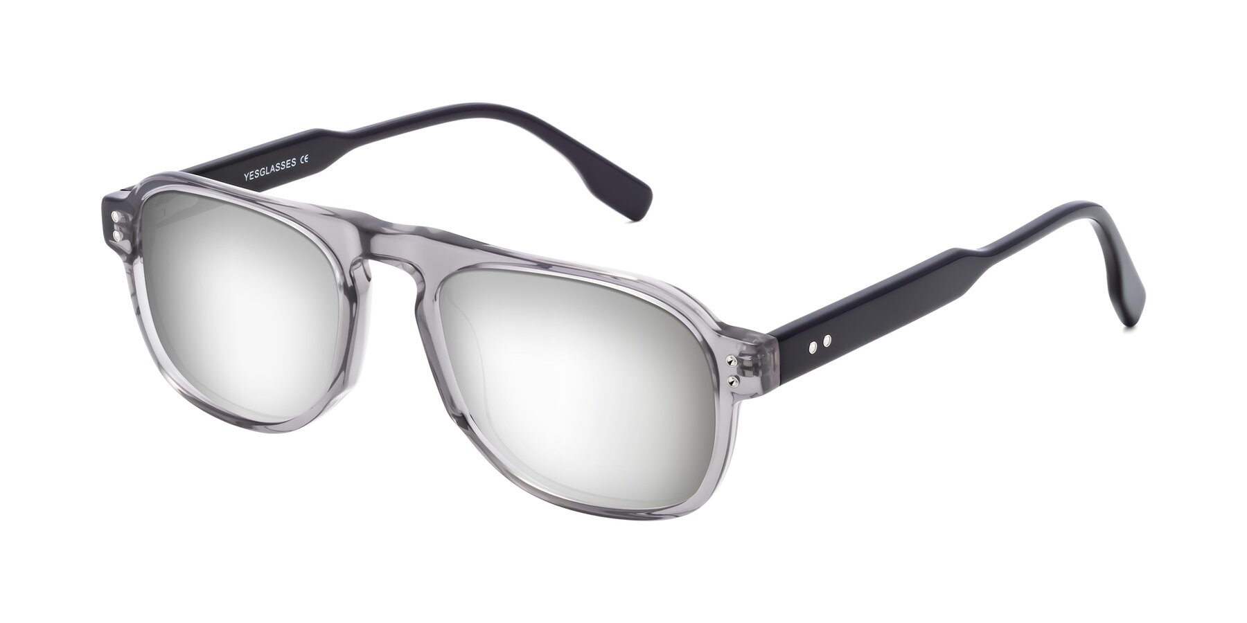 Angle of Pamban in Transprent Gray with Silver Mirrored Lenses