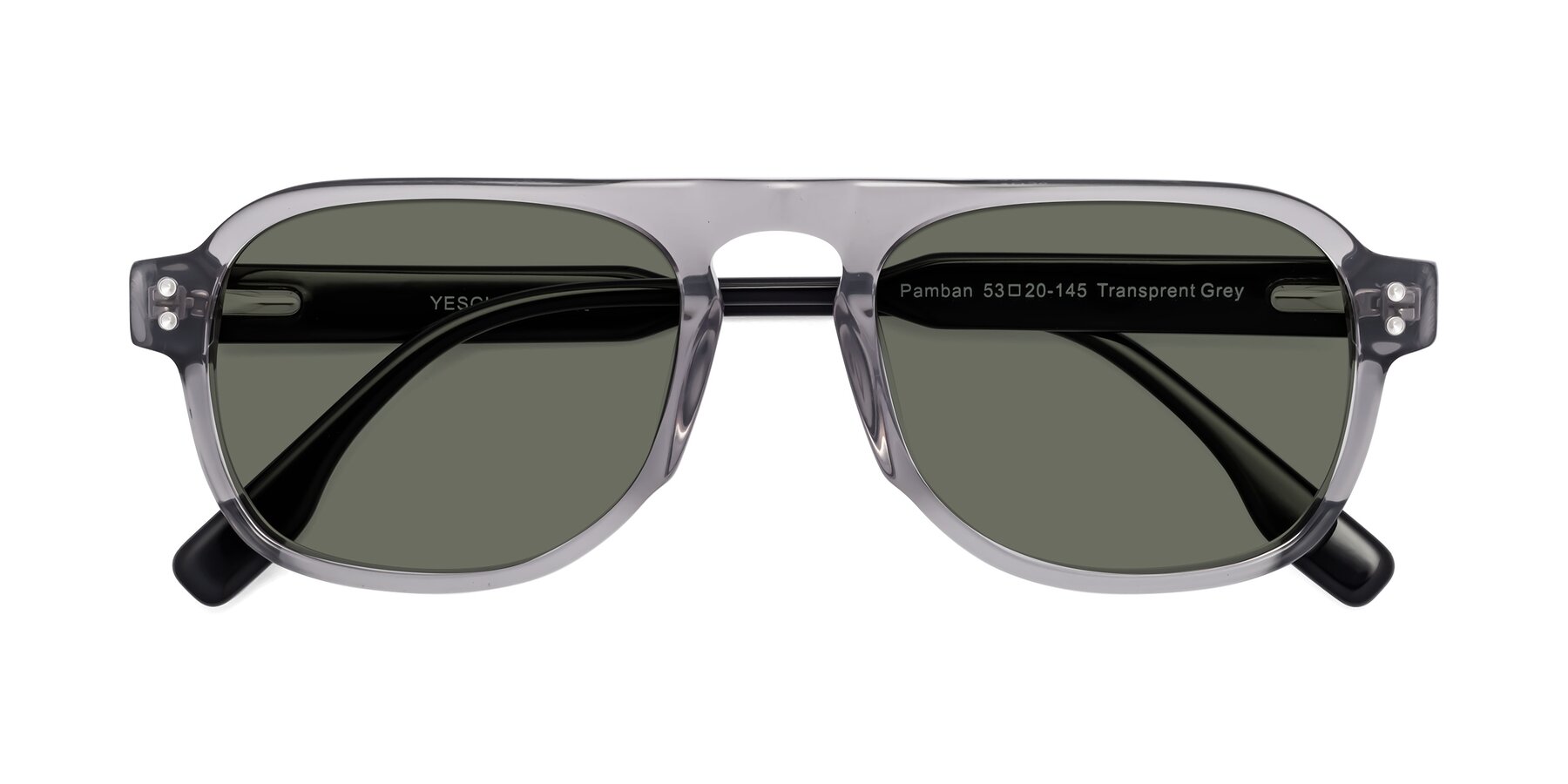 Folded Front of Pamban in Transprent Gray with Gray Polarized Lenses
