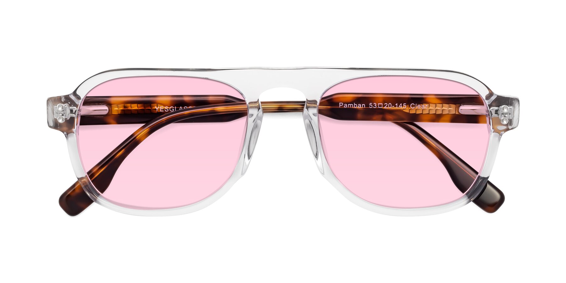 Folded Front of Pamban in Clear with Light Pink Tinted Lenses