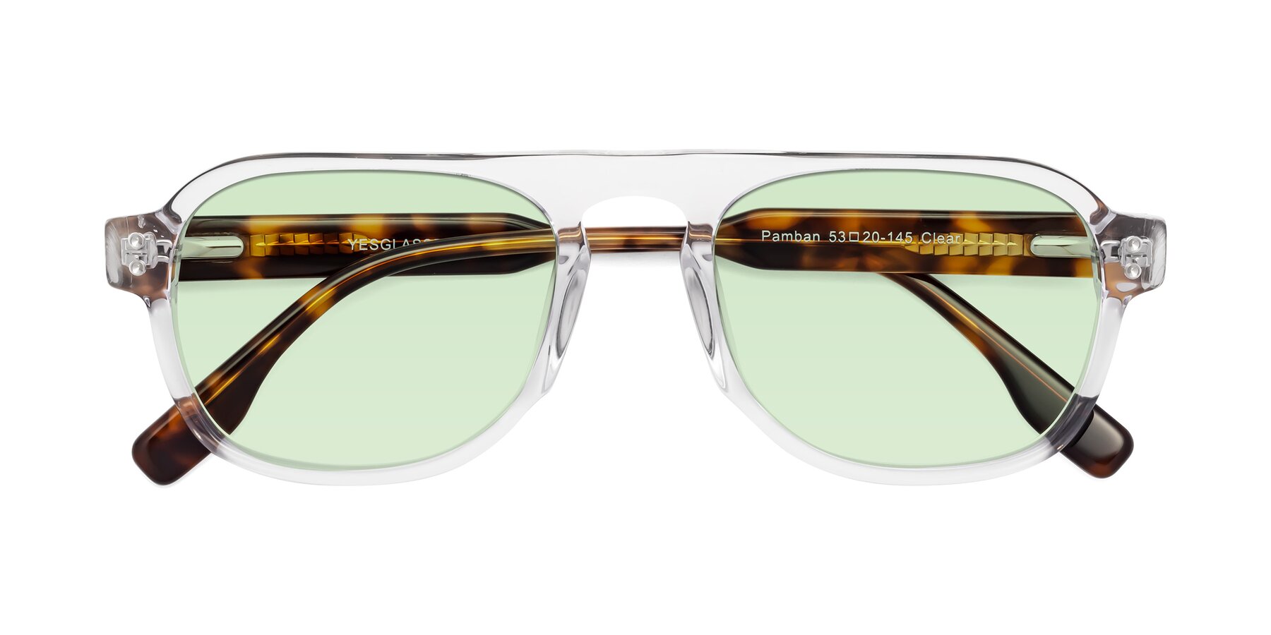 Folded Front of Pamban in Clear with Light Green Tinted Lenses