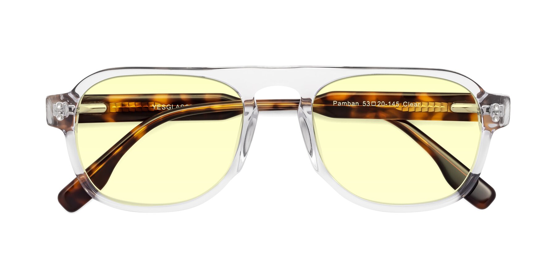 Folded Front of Pamban in Clear with Light Yellow Tinted Lenses