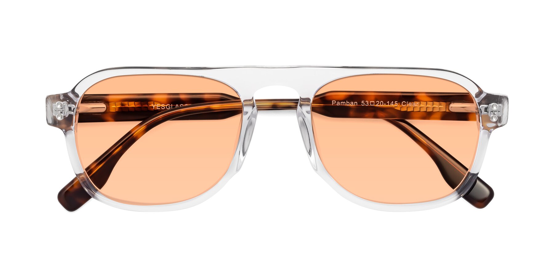 Folded Front of Pamban in Clear with Light Orange Tinted Lenses