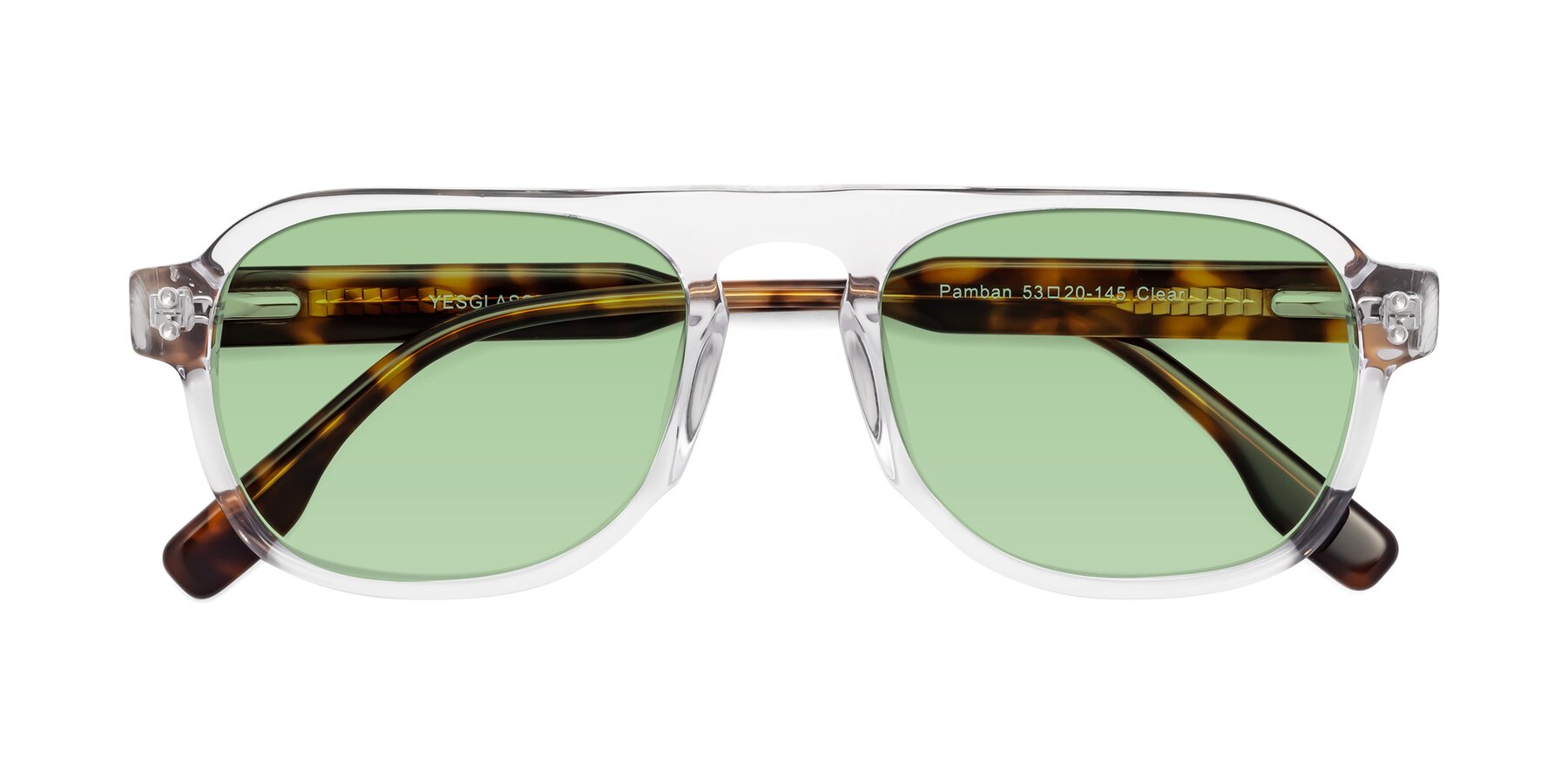 Folded Front of Pamban in Clear with Medium Green Tinted Lenses