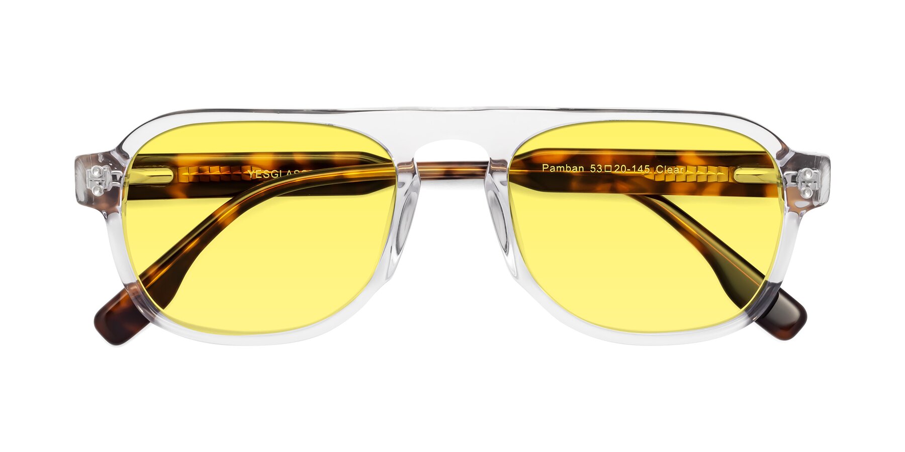 Folded Front of Pamban in Clear with Medium Yellow Tinted Lenses