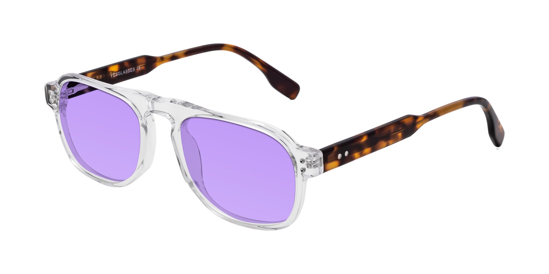 Angle of Pamban in Clear with Medium Purple Tinted Lenses