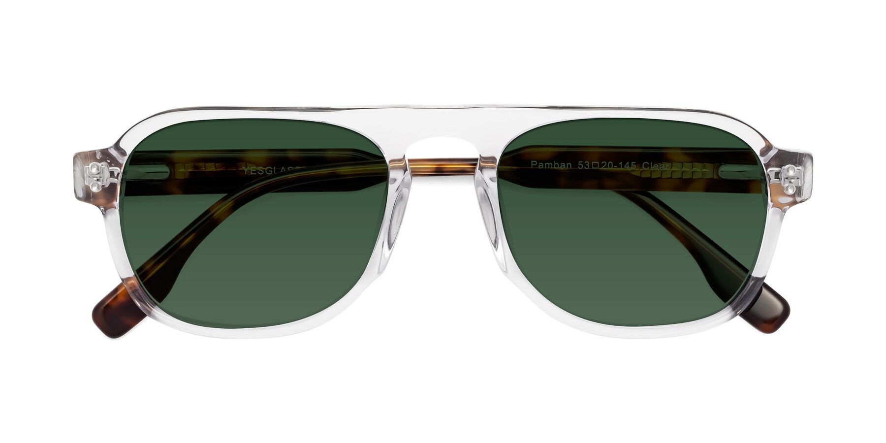 Folded Front of Pamban in Clear with Green Tinted Lenses