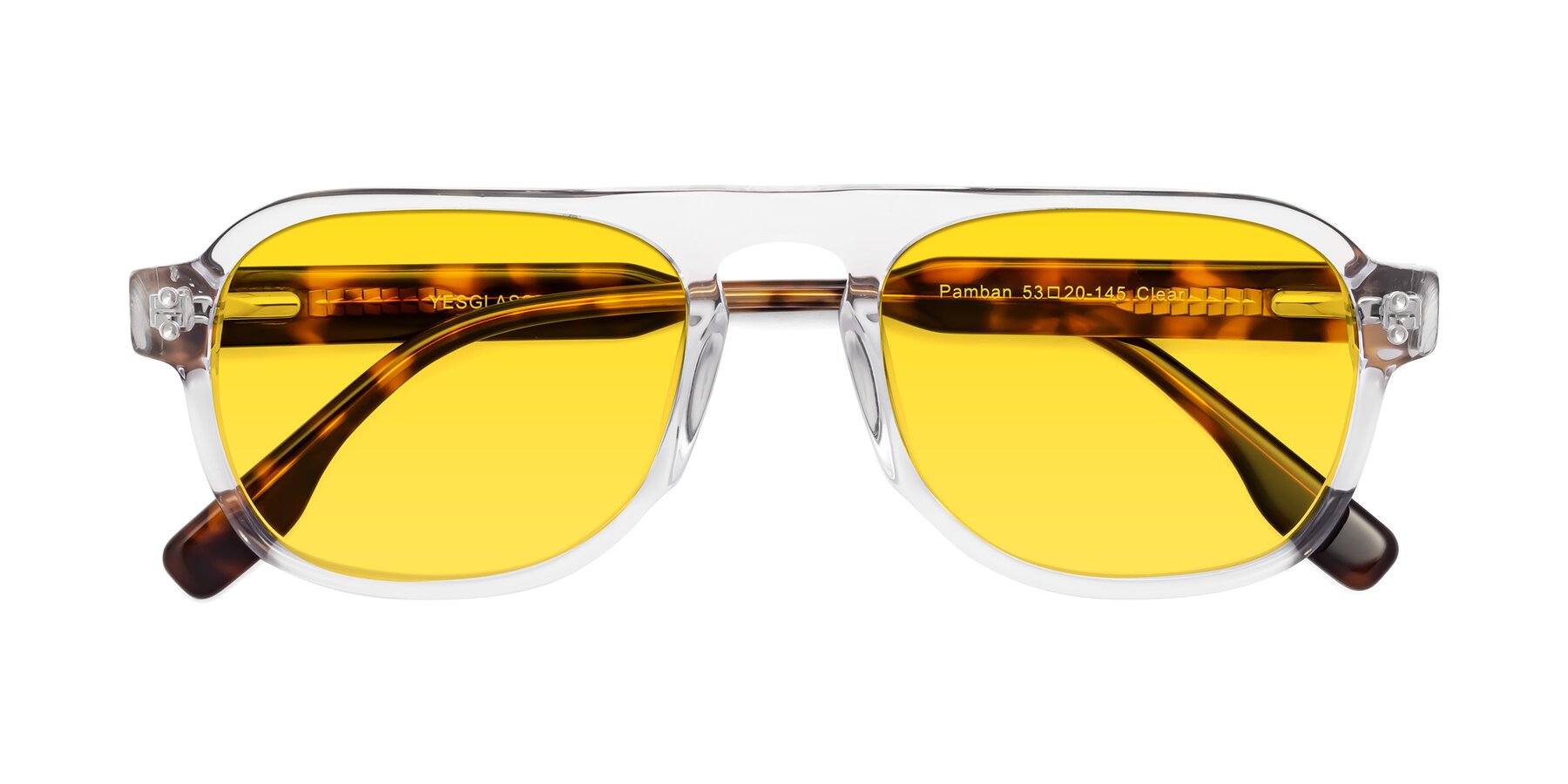 Folded Front of Pamban in Clear with Yellow Tinted Lenses