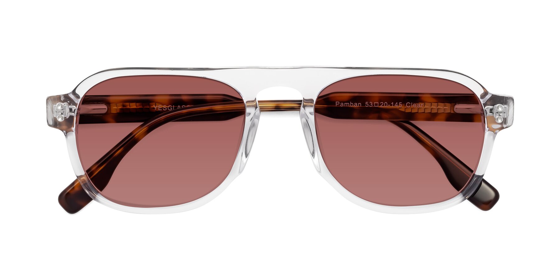 Folded Front of Pamban in Clear with Garnet Tinted Lenses